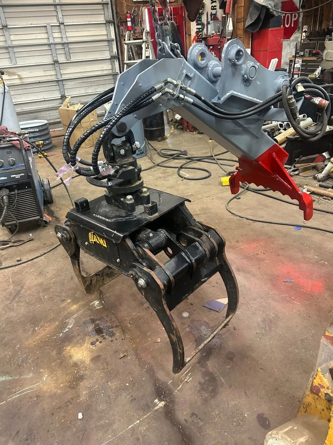 Custom grapple attachment build on the shop floor