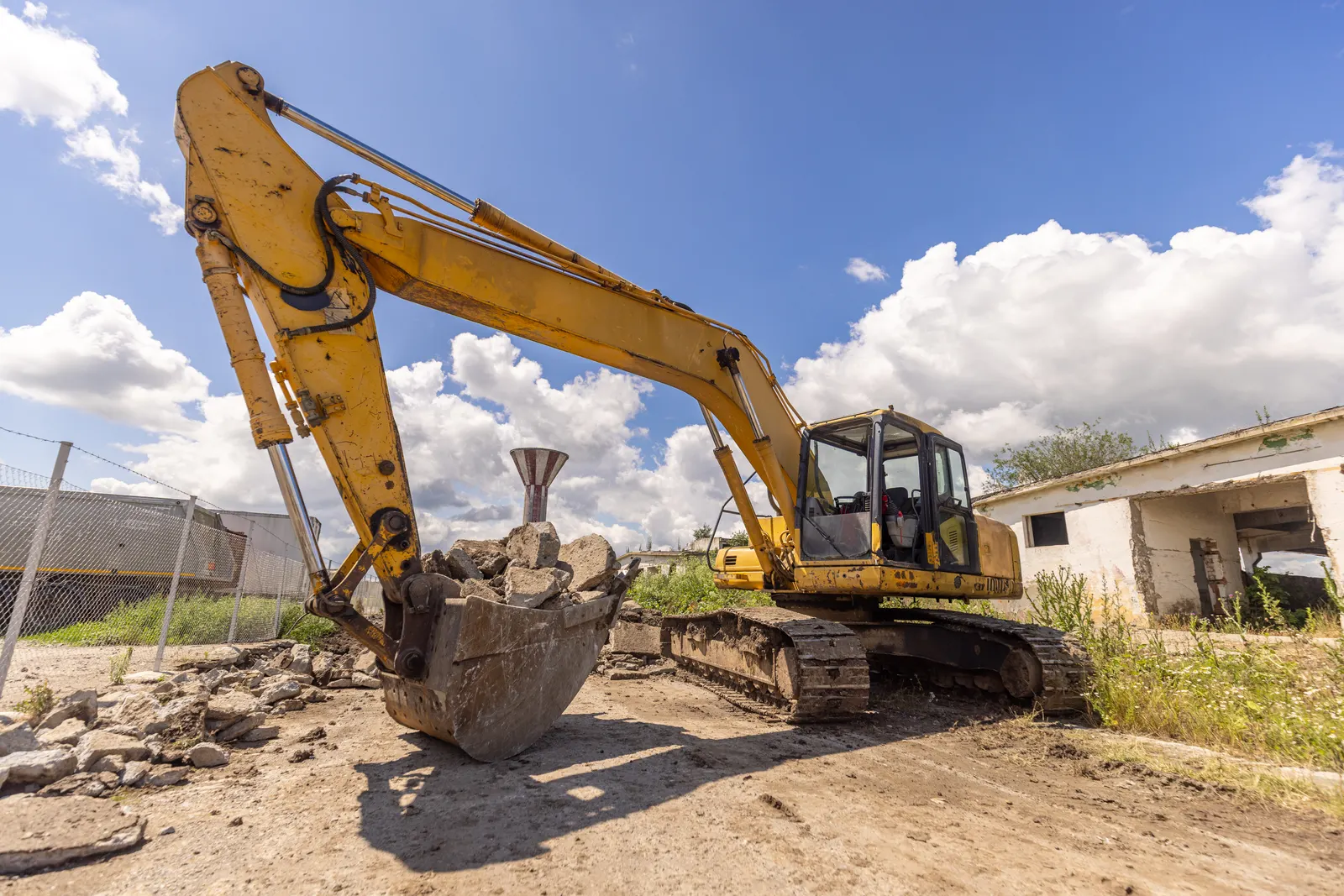 Excavator parked at a jobsite