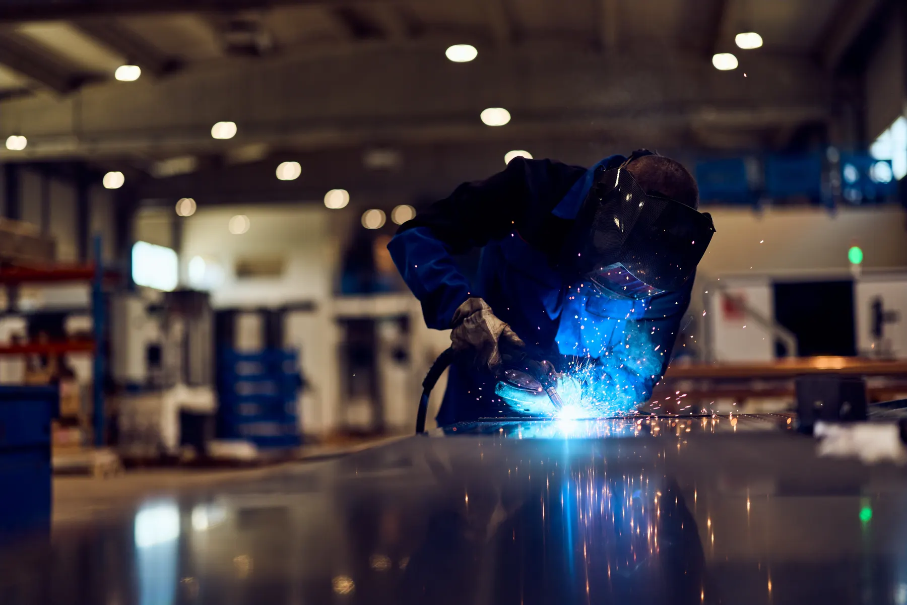 Welder at work in the fabrication shop